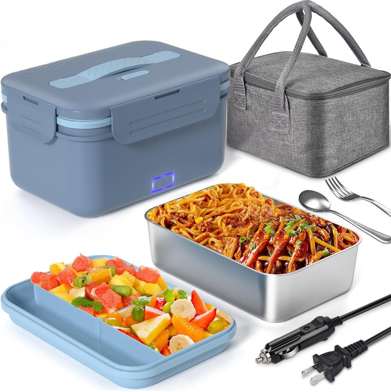Akhia Electric Lunch Box Food Heater, 1.8L/61oz Heated Lunch Box for Adults Work Car/Truck Home, 100W Food Warmer Heating Lunch Box with Removable Container, 12V/24V/110V/220V - Image 1